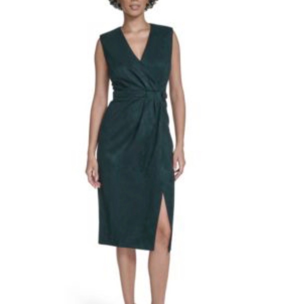 Calvin Klein Faux Suede Chain Detail Sheath Dress Green CD5J1DV0 Size 2